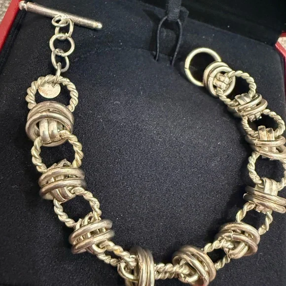 Italian 925 Sterling Silver Vermeil Round Multi-Link Bracelet - Picture 3 of 4